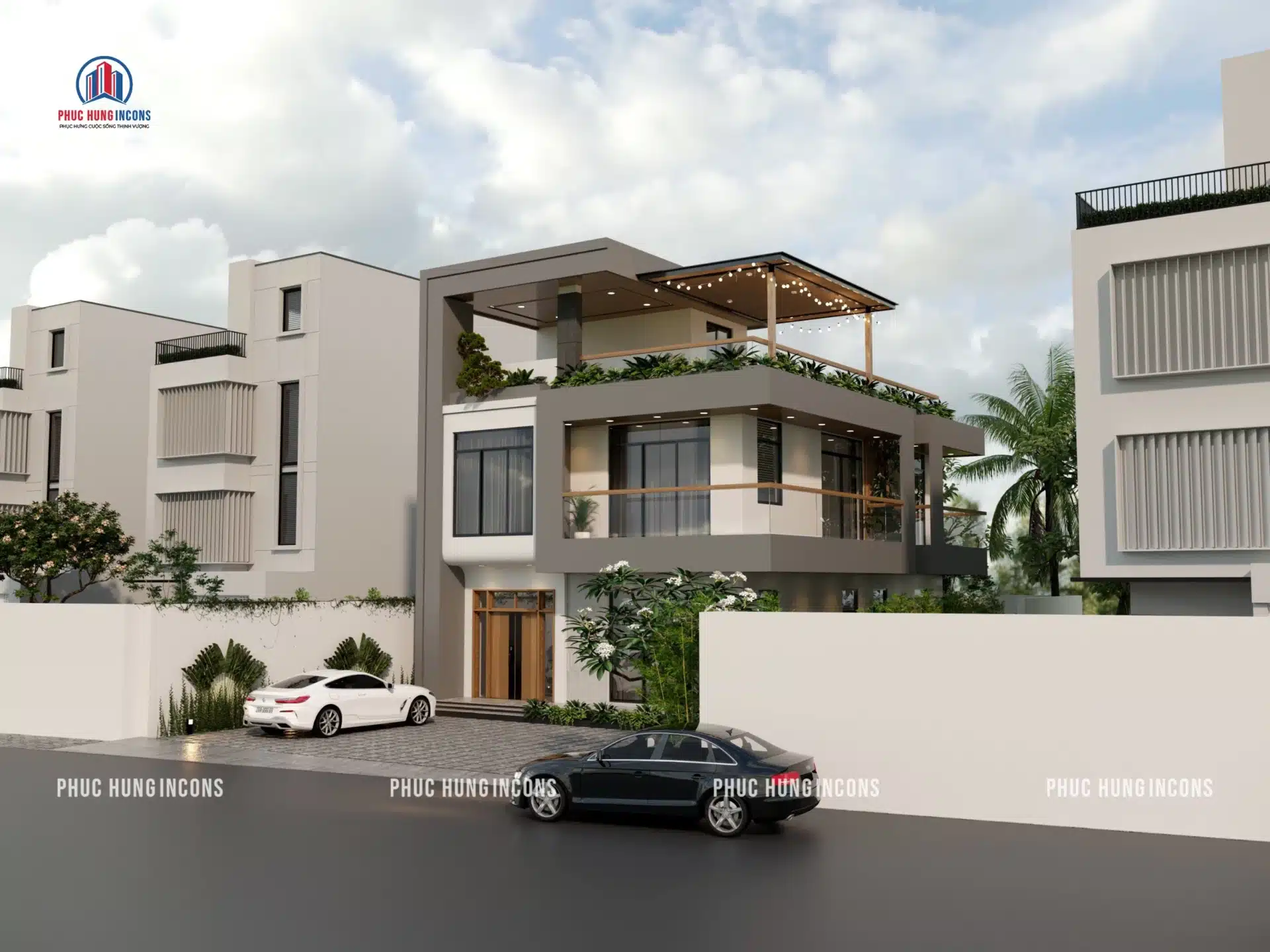 biệt thự hiện đại 3 tầng